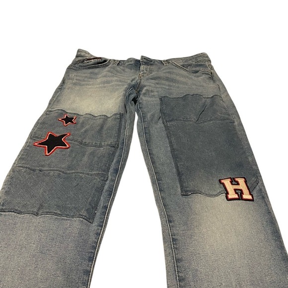 Tommy Hilfiger Distressed Women's Boyfriend Jeans Patch Star Blue‎ Denim Size 6 - Picture 2 of 16